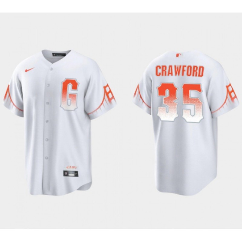 Men's San Francisco Giants #35 Brandon Crawford White City Connect Cool Base Stitched Jersey Men's San Francisco Giants #35 Brandon Crawford White City Connect Cool Base Stitched Jersey