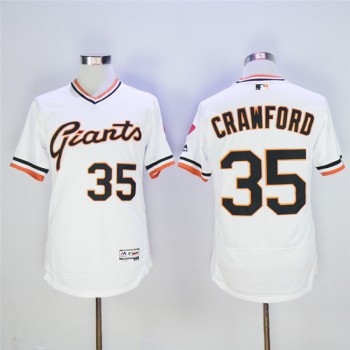 Men's San Francisco Giants #35 Brandon Crawford White Throwback Flexbase Stitched MLB Jersey Men's San Francisco Giants #35 Brandon Crawford White Throwback Flexbase Stitched MLB Jersey