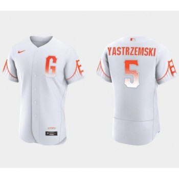 Men's San Francisco Giants #5 Mike Yastrzemski White City Connect Flex Base Stitched Jersey Men's San Francisco Giants #5 Mike Yastrzemski White City Connect Flex Base Stitched Jersey