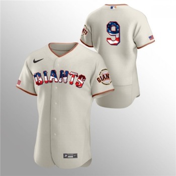 Men's San Francisco Giants #9 Brandon Belt Cream 2020 Stars & Stripes Flex Base Stitched Jersey Men's San Francisco Giants #9 Brandon Belt Cream 2020 Stars & Stripes Flex Base Stitched Jersey