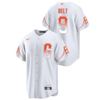 Men's San Francisco Giants #9 Brandon Belt White City Connect Cool Base Stitched Jersey Men's San Francisco Giants #9 Brandon Belt White City Connect Cool Base Stitched Jersey