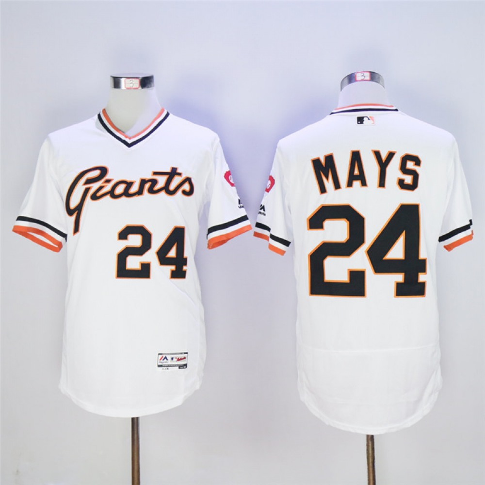 Men's San Franciscoc Giants #24 Willie Mays White Throwback Flexbase Stitched MLB Jersey