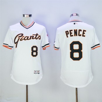 Men's San Franciscoc Giants #8 Hunter Pence White Cool Base Cooperstown Collection Player Stitched MLB Jersey