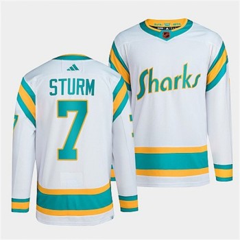 Men's San Jose Sharks #7 Nico Sturm White 2022-23 Reverse Retro Stitched Jersey Men's San Jose Sharks #7 Nico Sturm White 2022-23 Reverse Retro Stitched Jersey