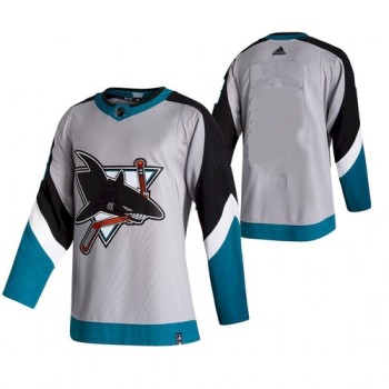 Men's San Jose Sharks Blank Grey 2021 White Reverse Retro Stitched Jersey Men's San Jose Sharks Blank Grey 2021 White Reverse Retro Stitched Jersey