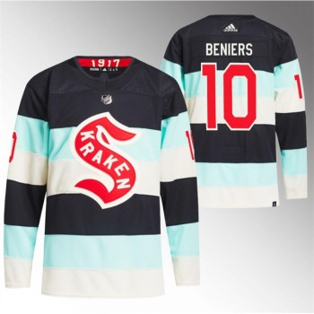 Men's Seattle Kraken #10 Matty Beniers 2024 Deep Sea Blue Winter Classic Stitched Jersey Men's Seattle Kraken #10 Matty Beniers 2024 Deep Sea Blue Winter Classic Stitched Jersey