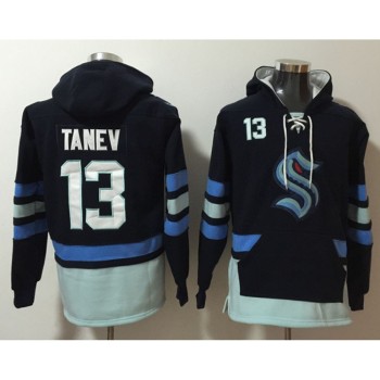 Men's Seattle Kraken #13 Brandon Tanev Navy Ageless Must-Have Lace-Up Pullover Hoodie Men's Seattle Kraken #13 Brandon Tanev Navy Ageless Must-Have Lace-Up Pullover Hoodie