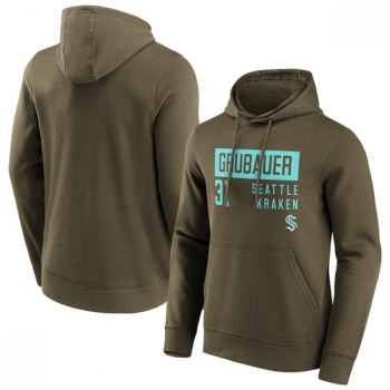 Men's Seattle Kraken #31 Philipp Grubauer Green Name & Number Hoodie Men's Seattle Kraken #31 Philipp Grubauer Green Name & Number Hoodie