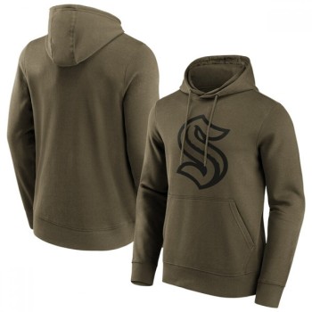 Men's Seattle Kraken Khaki Iconic Preferred Logo Graphic Hoodie Men's Seattle Kraken Khaki Iconic Preferred Logo Graphic Hoodie