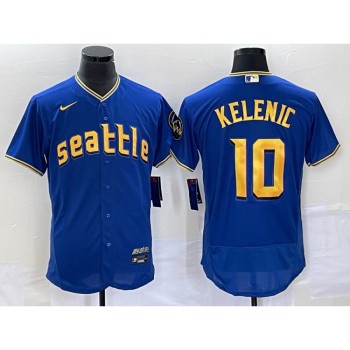 Men's Seattle Mariners #10 Jarred Kelenic Royal 2023 City Connect Flex Base Stitched Jersey Men's Seattle Mariners #10 Jarred Kelenic Royal 2023 City Connect Flex Base Stitched Jersey