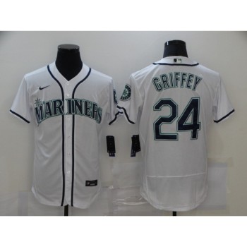 Men's Seattle Mariners #24 Ken Griffey White Flex Base Stitched jersey Men's Seattle Mariners #24 Ken Griffey White Flex Base Stitched jersey