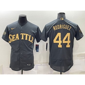 Men's Seattle Mariners #44 Julio Rodriguez 2022 All-Star Charcoal Flex Base Stitched jersey Men's Seattle Mariners #44 Julio Rodriguez 2022 All-Star Charcoal Flex Base Stitched jersey