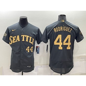 Men's Seattle Mariners #44 Julio Rodriguez 2022 All-Star Charcoal Flex Base Stitched jersey Men's Seattle Mariners #44 Julio Rodriguez 2022 All-Star Charcoal Flex Base Stitched jersey