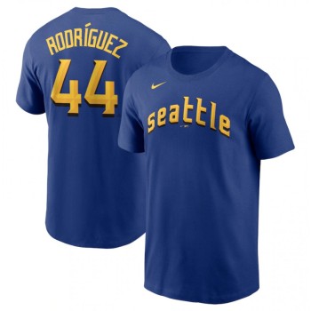 Men's Seattle Mariners #44 Julio Rodriguez Royal 2023 City Connect Name & Number T-Shirt Men's Seattle Mariners #44 Julio Rodriguez Royal 2023 City Connect Name & Number T-Shirt