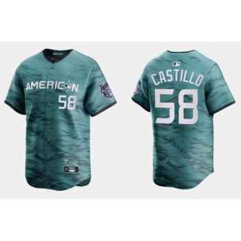 Men's Seattle Mariners #58 Luis Castillo Teal 2023 All-star Cool Base With Patch Stitched Baseball Jersey Men's Seattle Mariners #58 Luis Castillo Teal 2023 All-star Cool Base With Patch Stitched Baseball Jersey
