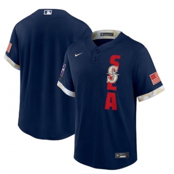 Men's Seattle Mariners Blank 2021 Navy All-Star Cool Base Stitched MLB Jersey Men's Seattle Mariners Blank 2021 Navy All-Star Cool Base Stitched MLB Jersey