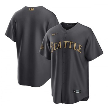 Men's Seattle Mariners Blank 2022 All-Star Charcoal Cool Base Stitched Baseball Jersey Men's Seattle Mariners Blank 2022 All-Star Charcoal Cool Base Stitched Baseball Jersey