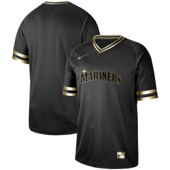 Men's Seattle Mariners Blank Black Gold Stitched MLB Jersey Men's Seattle Mariners Blank Black Gold Stitched MLB Jersey