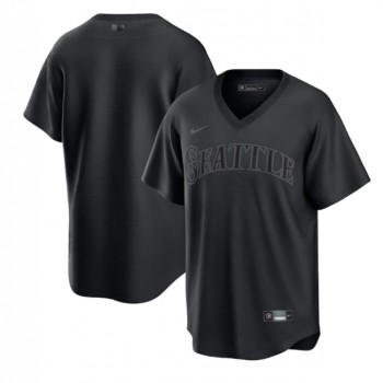Men's Seattle Mariners Blank Black Pitch Black Fashion Replica Stitched Jersey Men's Seattle Mariners Blank Black Pitch Black Fashion Replica Stitched Jersey