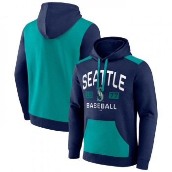 Men's Seattle Mariners Navy/Aqua Chip in Pullover Hoodie Men's Seattle Mariners Navy/Aqua Chip in Pullover Hoodie