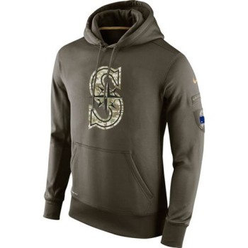 Men's Seattle Mariners Olive Salute To Service KO Performance Hoodie Men's Seattle Mariners Olive Salute To Service KO Performance Hoodie