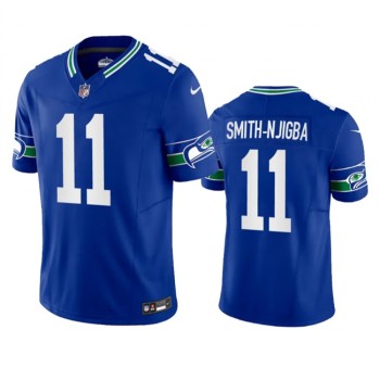 Men's Seattle Seahawks #11 Jaxon Smith-Njigba Royal 2023 F.U.S.E. Vapor Limited Throwback Stitched Jersey Men's Seattle Seahawks #11 Jaxon Smith-Njigba Royal 2023 F.U.S.E. Vapor Limited Throwback Stitched Jersey