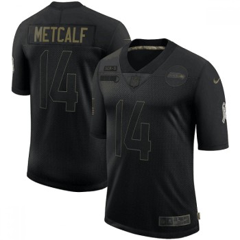Men's Seattle Seahawks #14 D.K. Metcalf 2020 Black Salute To Service Limited Stitched Jersey Men's Seattle Seahawks #14 D.K. Metcalf 2020 Black Salute To Service Limited Stitched Jersey