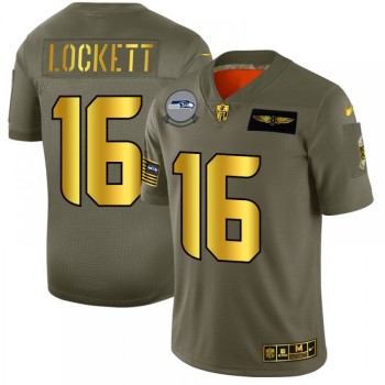 Men's Seattle Seahawks #16 Tyler Lockett 2019 Olive/Gold Salute To Service Limited Stitched NFL Jersey Men's Seattle Seahawks #16 Tyler Lockett 2019 Olive/Gold Salute To Service Limited Stitched NFL Jersey