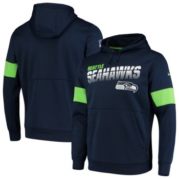 Men's Seattle Seahawks 2019 Navy 100th Season Sideline Team Logo Performance Pullover Hoodie Men's Seattle Seahawks 2019 Navy 100th Season Sideline Team Logo Performance Pullover Hoodie