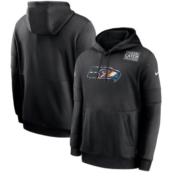 Men's Seattle Seahawks 2020 Black Crucial Catch Sideline Performance Pullover Hoodie Men's Seattle Seahawks 2020 Black Crucial Catch Sideline Performance Pullover Hoodie