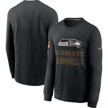 Men's Seattle Seahawks 2020 Black Salute to Service Sideline Performance Long Sleeve T-Shirt Men's Seattle Seahawks 2020 Black Salute to Service Sideline Performance Long Sleeve T-Shirt