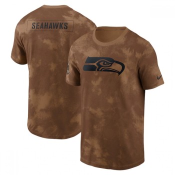 Men's Seattle Seahawks 2023 Brown Salute To Service Sideline T-Shirt Men's Seattle Seahawks 2023 Brown Salute To Service Sideline T-Shirt