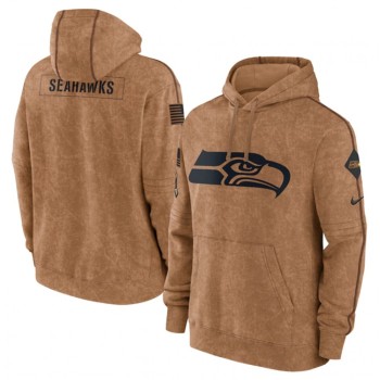 Men's Seattle Seahawks 2023 Brown Salute to Service Pullover Hoodie Men's Seattle Seahawks 2023 Brown Salute to Service Pullover Hoodie