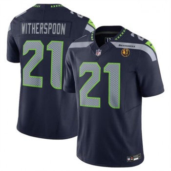Men's Seattle Seahawks #21 Devon Witherspoon Navy 2023 F.U.S.E. With John Madden Patch Vapor Limited Stitched Football Jersey Men's Seattle Seahawks #21 Devon Witherspoon Navy 2023 F.U.S.E. With John Madden Patch Vapor Limited Stitched Football Jersey