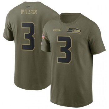 Men's Seattle Seahawks #3 Russell Wilson 2021 Olive Salute To Service Legend Performance T-Shirt Men's Seattle Seahawks #3 Russell Wilson 2021 Olive Salute To Service Legend Performance T-Shirt