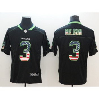 Men's Seattle Seahawks #3 Russell Wilson Black 2018 USA Flag Color Rush Limited Fashion NFL Stitched Jersey Men's Seattle Seahawks #3 Russell Wilson Black 2018 USA Flag Color Rush Limited Fashion NFL Stitched Jersey