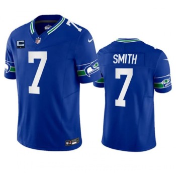 Men's Seattle Seahawks #7 Geno Smith Royal 2023 F.U.S.E. With 1-Star C Patch Vapor Limited Throwback Stitched Jersey Men's Seattle Seahawks #7 Geno Smith Royal 2023 F.U.S.E. With 1-Star C Patch Vapor Limited Throwback Stitched Jersey