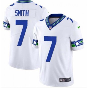 Men's Seattle Seahawks #7 Geno Smith White Throwback Vapor Stitched Football Jersey Men's Seattle Seahawks #7 Geno Smith White Throwback Vapor Stitched Football Jersey