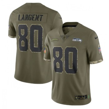 Men's Seattle Seahawks #80 Steve Largent Olive 2022 Salute To Service Limited Stitched Jersey Men's Seattle Seahawks #80 Steve Largent Olive 2022 Salute To Service Limited Stitched Jersey