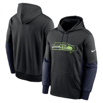 Men's Seattle Seahawks Black Color Block Fleece Performance Pullover Hoodie Men's Seattle Seahawks Black Color Block Fleece Performance Pullover Hoodie