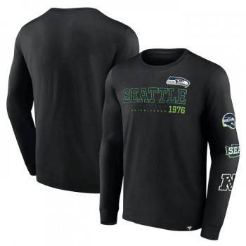 Men's Seattle Seahawks Black High Whip Pitcher Long Sleeve T-Shirt Men's Seattle Seahawks Black High Whip Pitcher Long Sleeve T-Shirt