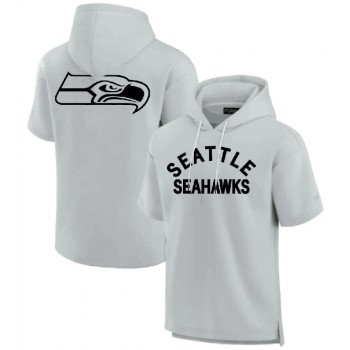 Men's Seattle Seahawks Gray Super Soft Fleece Short Sleeve Hoodie Men's Seattle Seahawks Gray Super Soft Fleece Short Sleeve Hoodie