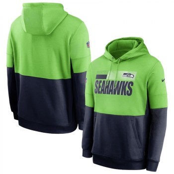 Men's Seattle Seahawks Green/Navy Sideline Impact Lockup Performance Pullover Hoodie Men's Seattle Seahawks Green/Navy Sideline Impact Lockup Performance Pullover Hoodie