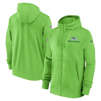 Men's Seattle Seahawks Green Sideline Club Performance Full-Zip Hoodie Men's Seattle Seahawks Green Sideline Club Performance Full-Zip Hoodie