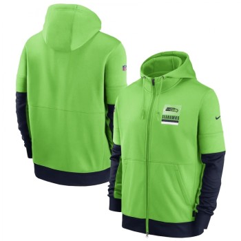 Men's Seattle Seahawks Green Sideline Impact Lockup Performance Full-Zip Hoodie Men's Seattle Seahawks Green Sideline Impact Lockup Performance Full-Zip Hoodie