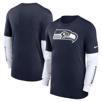 Men's Seattle Seahawks Heather Navy Slub Fashion Long Sleeve T-Shirt Men's Seattle Seahawks Heather Navy Slub Fashion Long Sleeve T-Shirt