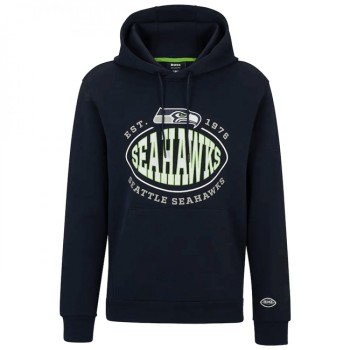 Men's Seattle Seahawks Navy BOSS X Touchback Pullover Hoodie Men's Seattle Seahawks Navy BOSS X Touchback Pullover Hoodie