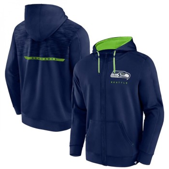 Men's Seattle Seahawks Navy Defender Evo Full-Zip Hoodie Men's Seattle Seahawks Navy Defender Evo Full-Zip Hoodie