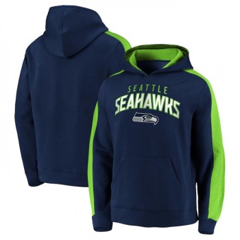 Men's Seattle Seahawks Navy Game Time Arch Pullover Hoodie Men's Seattle Seahawks Navy Game Time Arch Pullover Hoodie