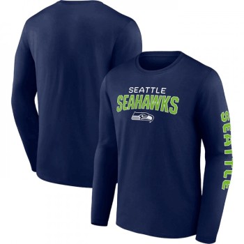 Men's Seattle Seahawks Navy Go the Distance Long Sleeve T-Shirt Men's Seattle Seahawks Navy Go the Distance Long Sleeve T-Shirt